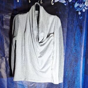 Chico's Gray Side Zip Lightweight Sweater Knit Back